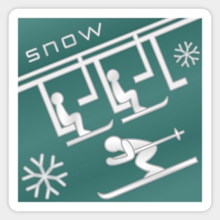 雪 Snow - Kanji Logo - Silver / Mint Sticker